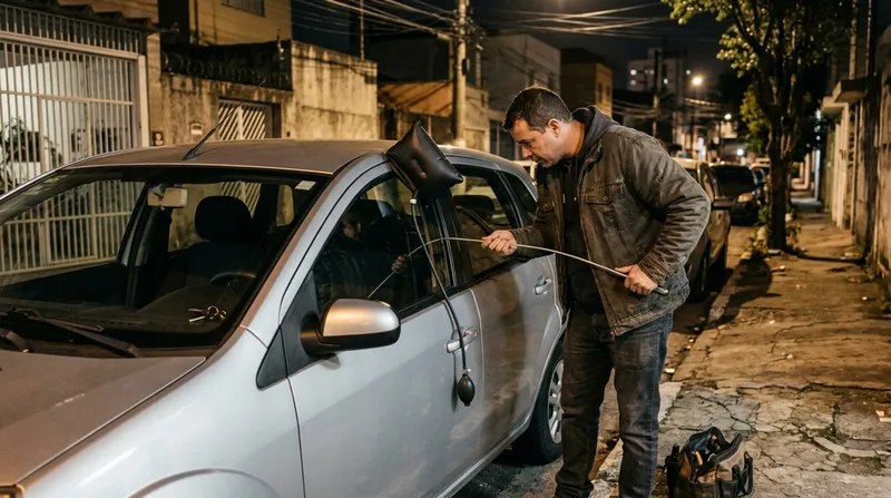 Atendimento móvel de chaveiro 24h realizando abertura de carro em São Paulo